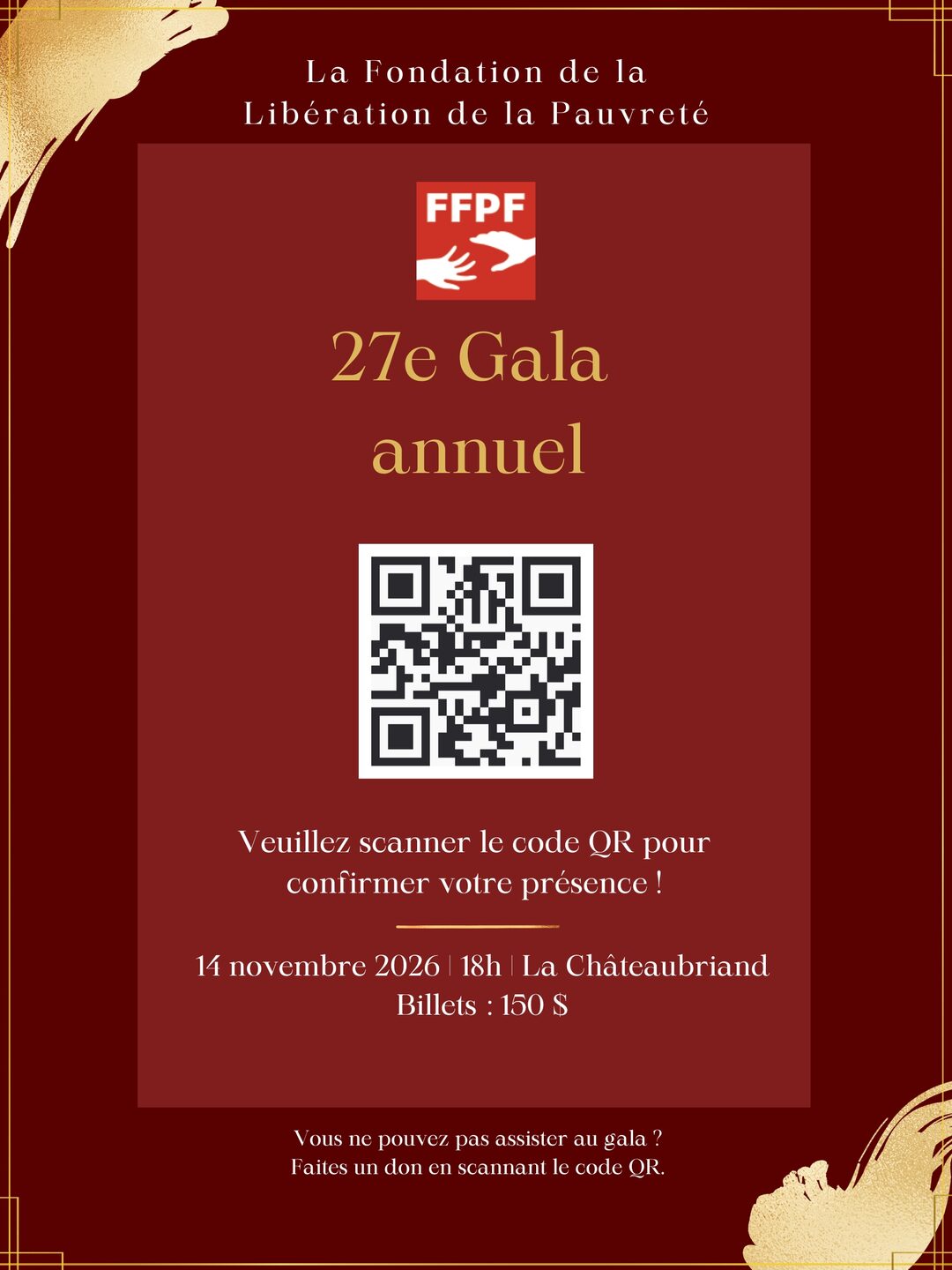 27th Annual Gala — 14 November 2026, La Châteaubriand. Open the 2026 page.